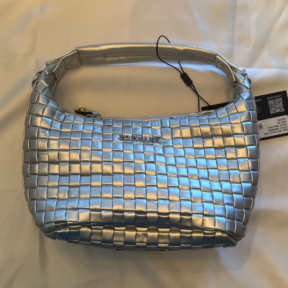 NWT MZ Wallace Metallic Silver Woven Hobo Bag